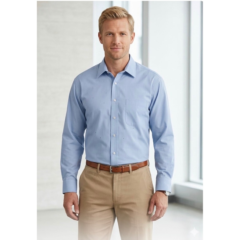 Joseph & Feiss Mens Light Blue Non Iron Cotton Dress Shirt 18 34/35